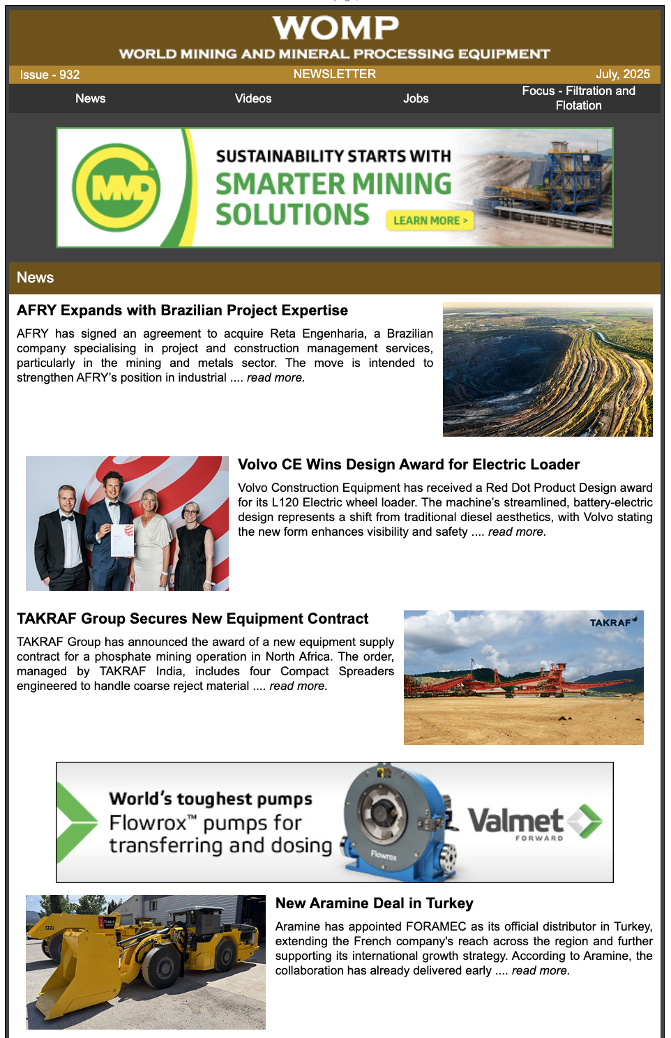 Newsletter Cover - Current World Mining Equipment Edition